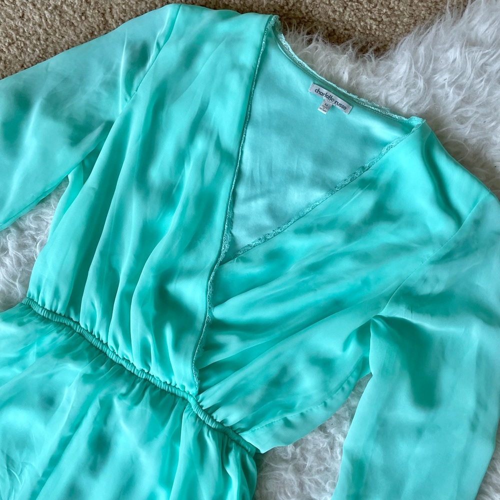 Charlotte Russe Tiffany Blue Aqua Colored Romper - Picture 3 of 4